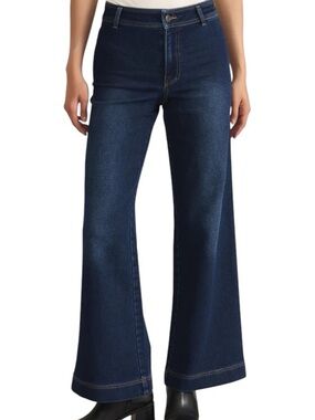 Z Supply Rilynn Wide-Leg Trouser Jeans Size W 26 Dark Rinse Wash Denim NEW